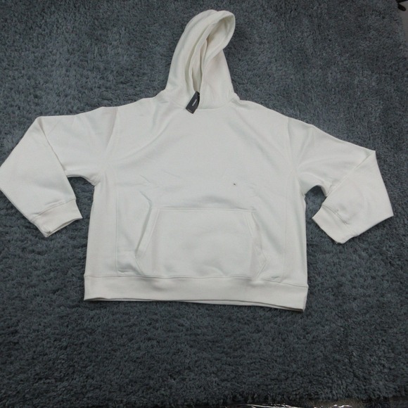 Express Tops - Express Mens XL Off White Solid Pullover Hoodie Sweatshirt NWT
